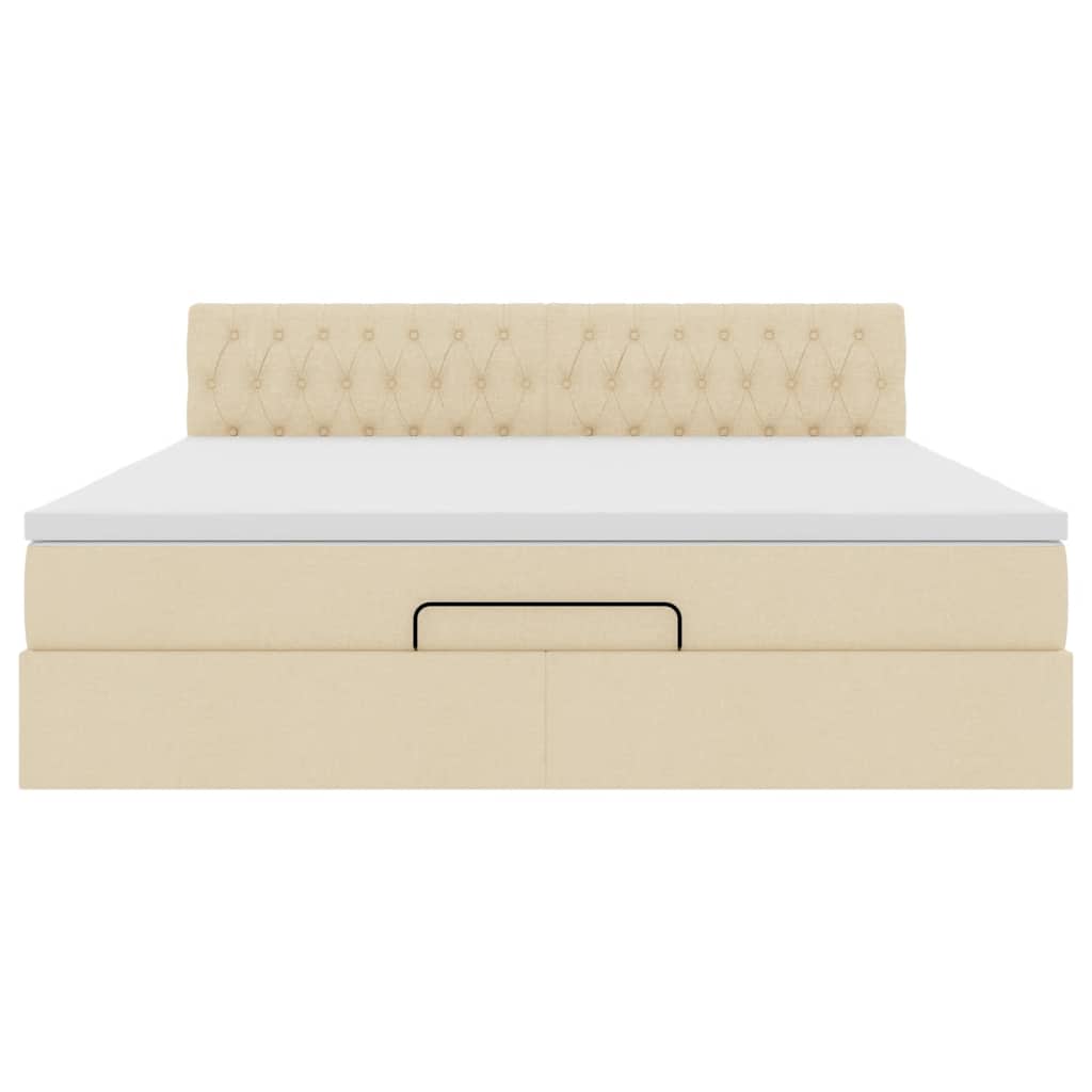 Ottoman bed met matras 180x200cm stof crèmekleurig