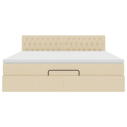 Ottoman bed met matras 180x200cm stof crèmekleurig