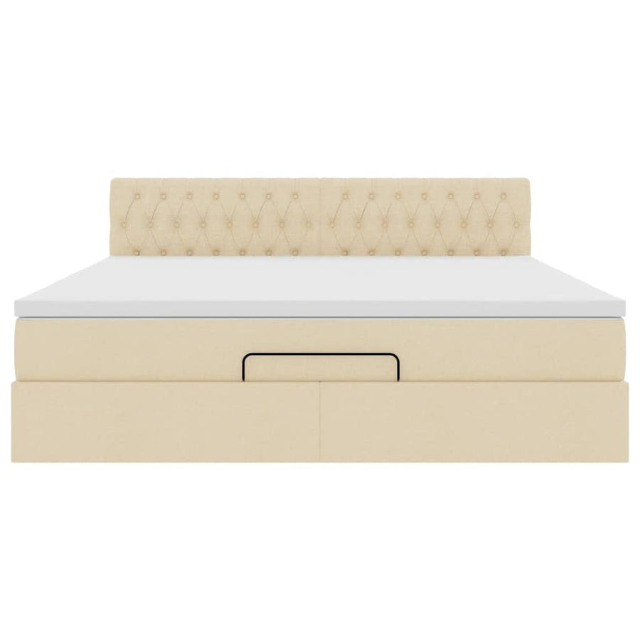 Ottoman bed met matras 180x200cm stof crèmekleurig