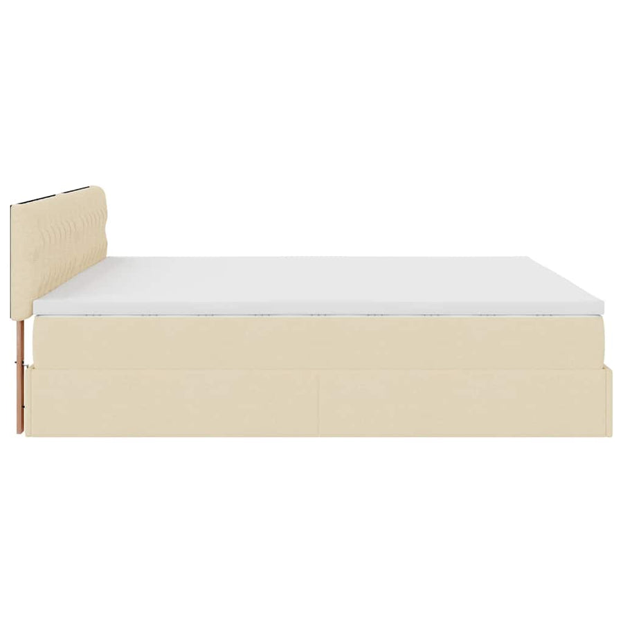 Ottoman bed met matras 180x200cm stof crèmekleurig