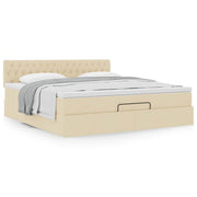 Ottoman bed met matras 180x200 cm crèmekleurig
