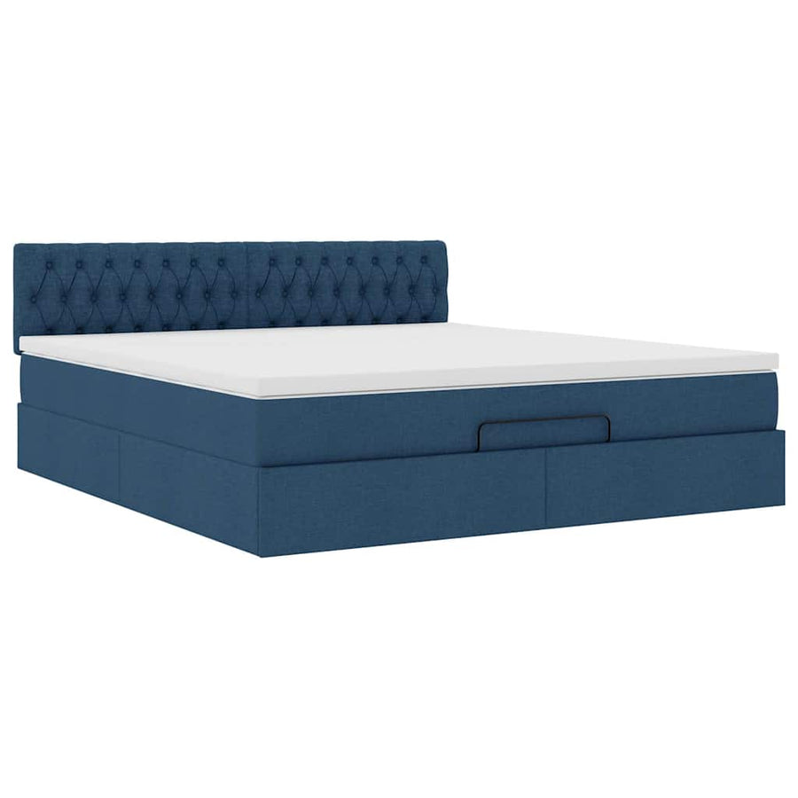 Ottoman bed met matras 180x200cm stof blauw