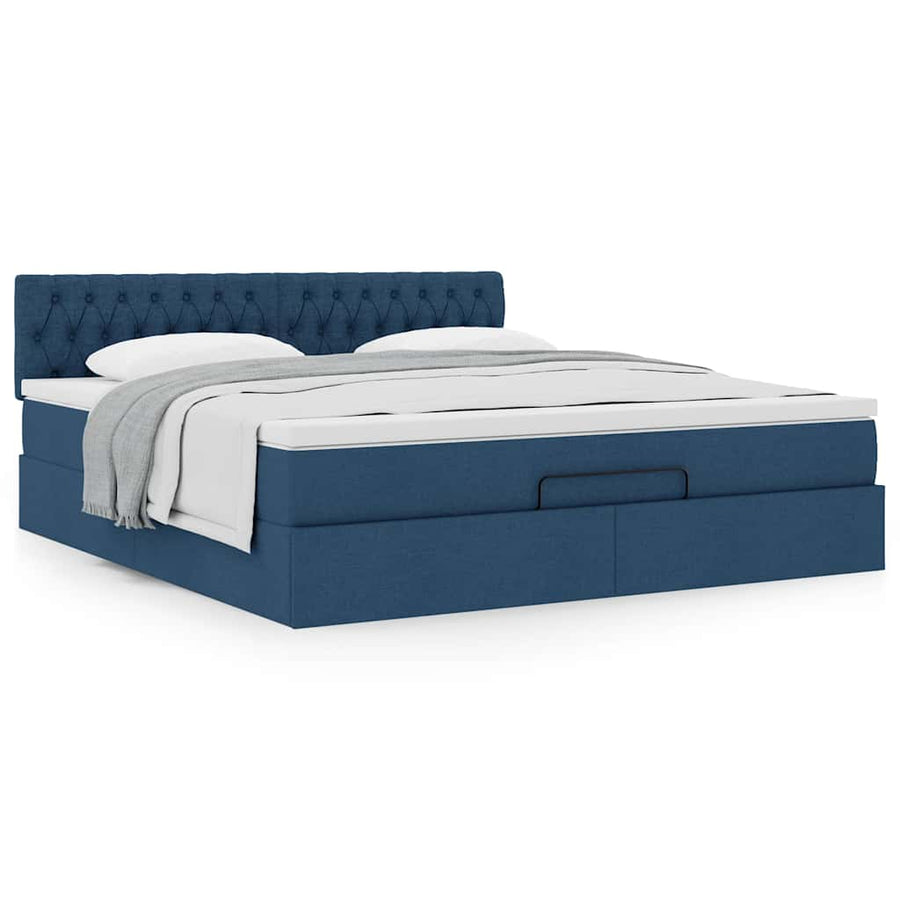 Ottoman bed met matras 180x200cm stof blauw