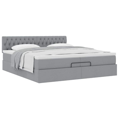 Ottoman bed met matras 200x200 cm stof lichtgrijs