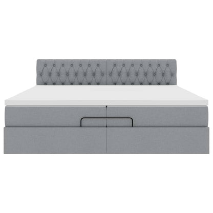 Ottoman bed met matras 200x200 cm stof lichtgrijs