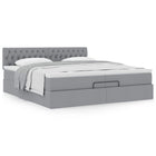 Ottoman bed with mattress 200x200 cm light grey fabric