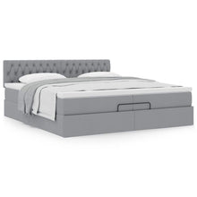 Ottoman bed met matras 200x200 cm stof lichtgrijs