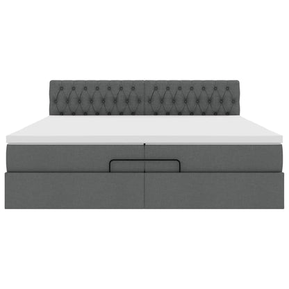 Ottoman bed met matras 200x200 cm stof donkergrijs
