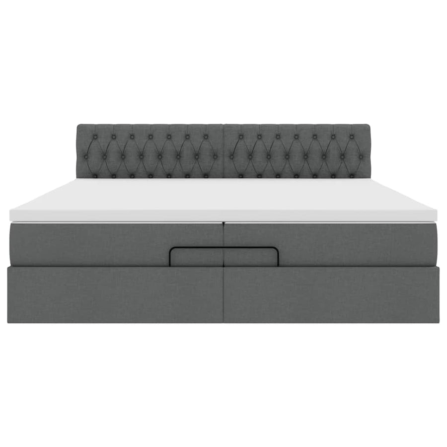 Ottoman bed met matras 200x200 cm stof donkergrijs