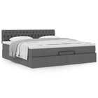 Ottoman bed with mattress 200x200 cm dark gray fabric