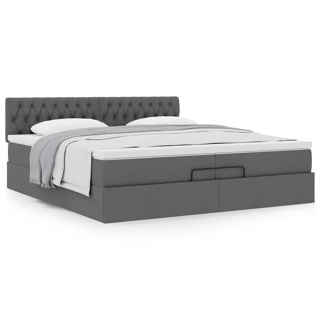Ottoman bed met matras 200x200 cm stof donkergrijs