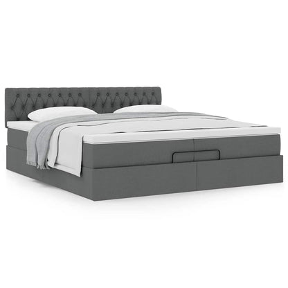 Ottoman bed met matras 200x200 cm stof donkergrijs