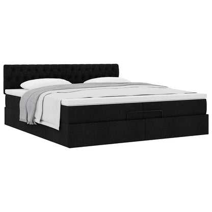 Ottoman bed met matras 200x200 cm stof zwart
