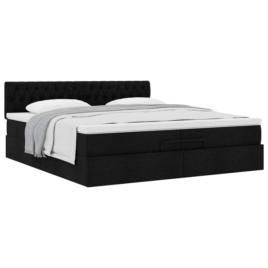 Ottoman bed met matras 200x200 cm stof zwart