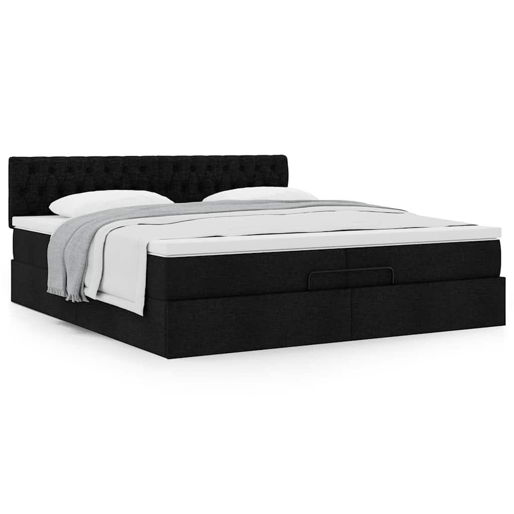 Ottoman bed met matras 200x200 cm stof zwart