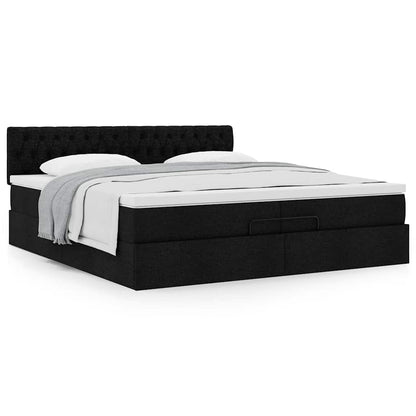 Ottoman bed met matras 200x200 cm stof zwart