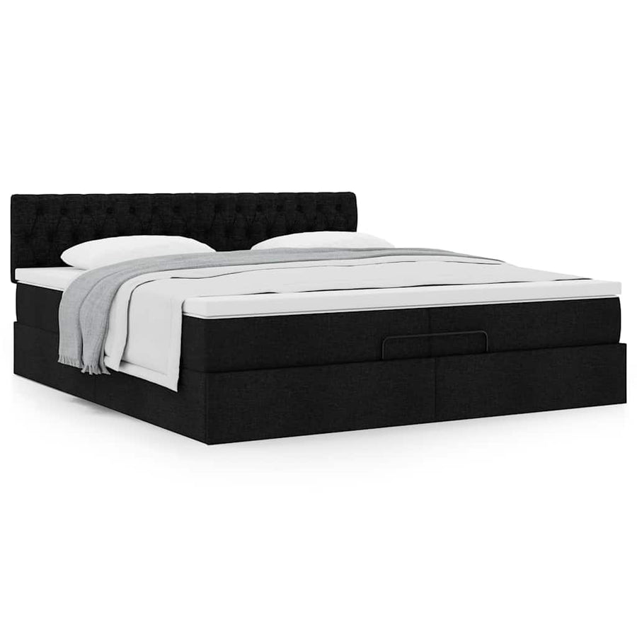 Ottoman bed met matras 200x200 cm stof zwart