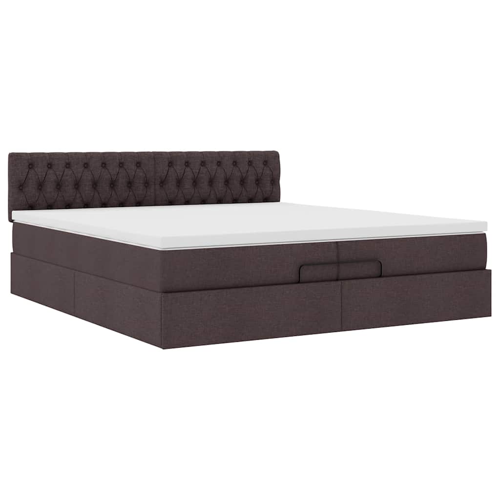 Ottoman bed met matras 200x200 cm stof donkerbruin