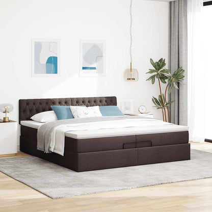 Ottoman bed met matras 200x200 cm stof donkerbruin