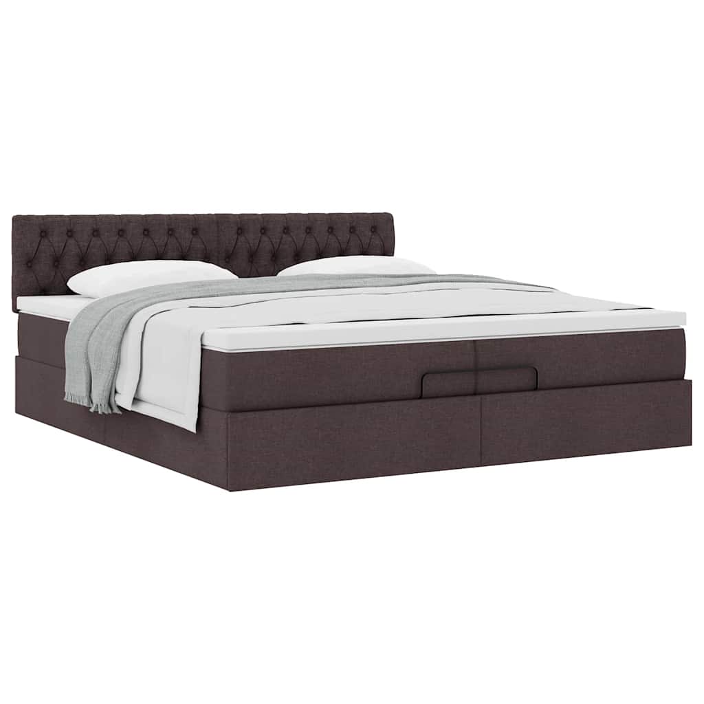 Ottoman bed met matras 200x200 cm stof donkerbruin