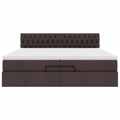 Ottoman bed met matras 200x200 cm stof donkerbruin