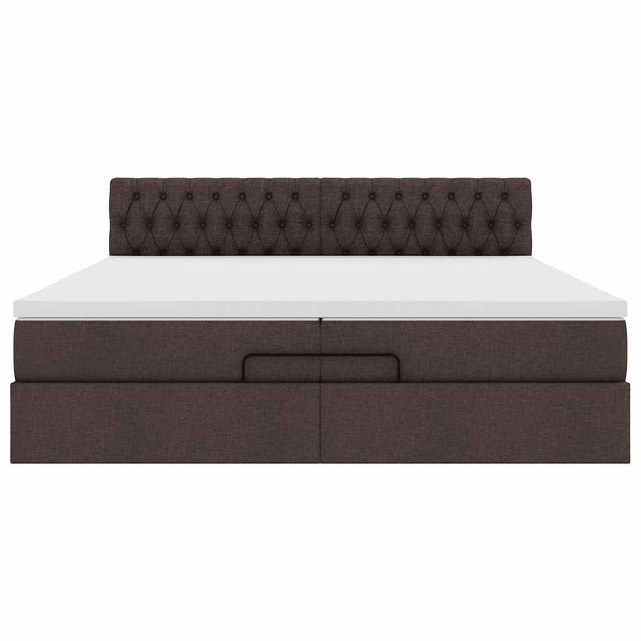 Ottoman bed met matras 200x200 cm stof donkerbruin