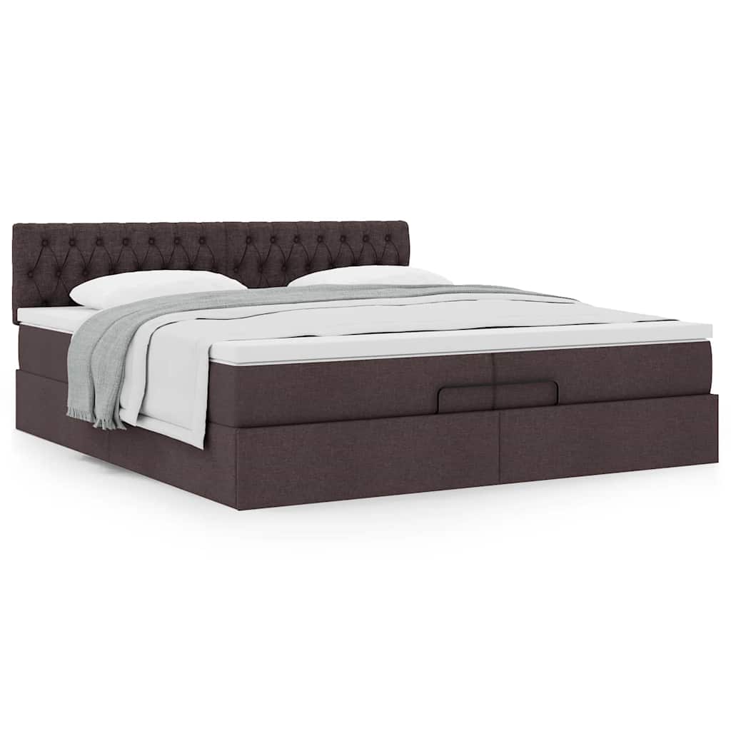 Ottoman bed met matras 200x200 cm stof donkerbruin