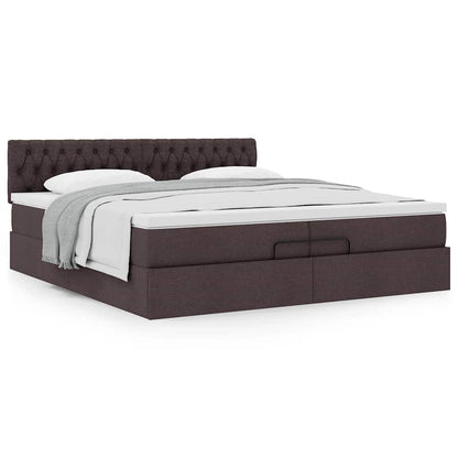 Ottoman bed met matras 200x200 cm stof donkerbruin