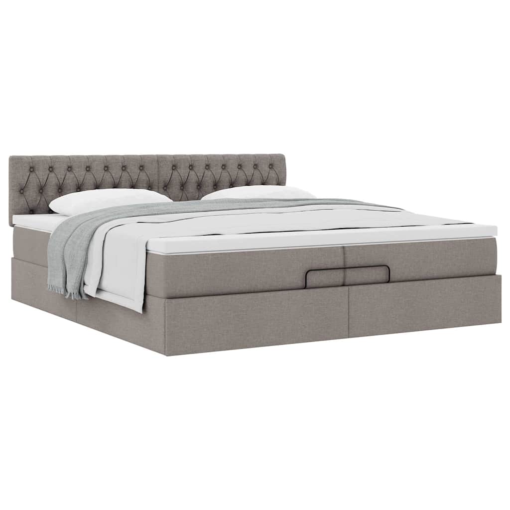 Ottoman bed met matras 200x200 cm stof taupe