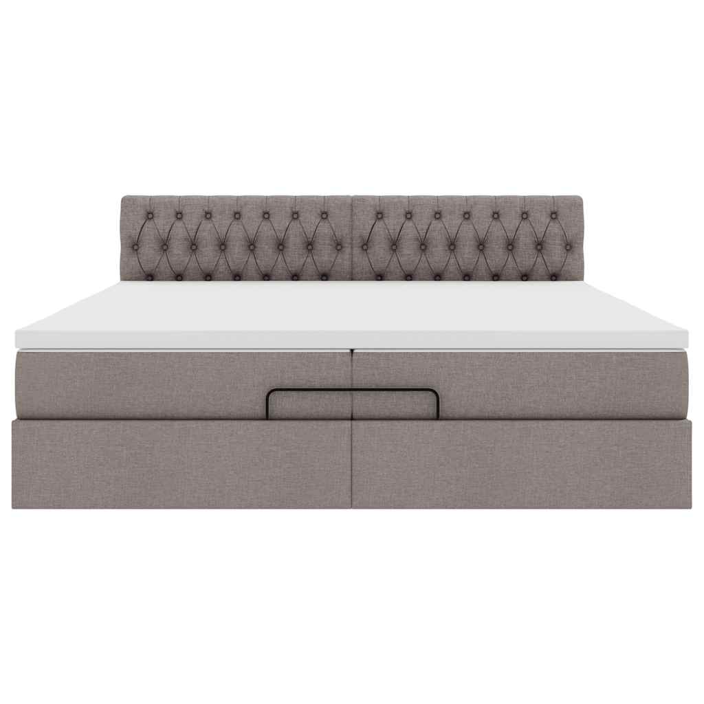Ottoman bed met matras 200x200 cm stof taupe