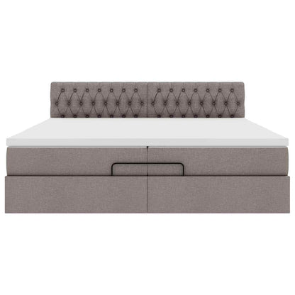 Ottoman bed met matras 200x200 cm stof taupe