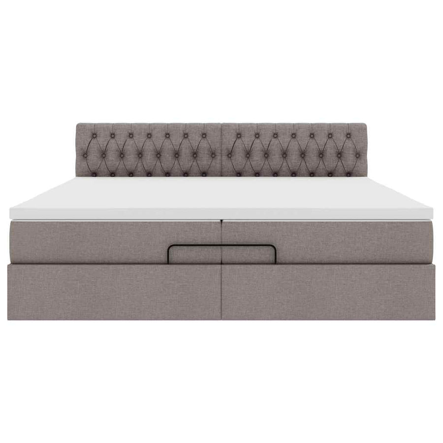 Ottoman bed met matras 200x200 cm stof taupe