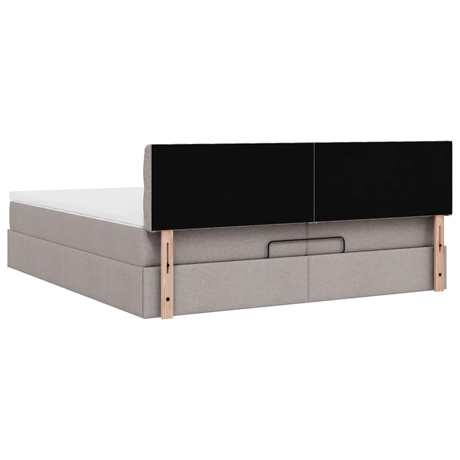 Ottoman bed met matras 200x200 cm stof taupe