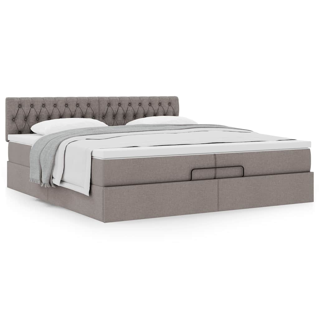 Ottoman bed met matras 200x200 cm stof taupe