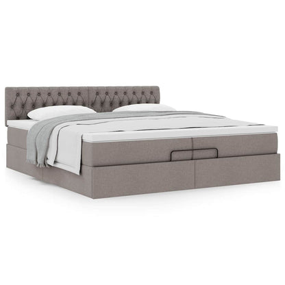 Ottoman bed met matras 200x200 cm stof taupe