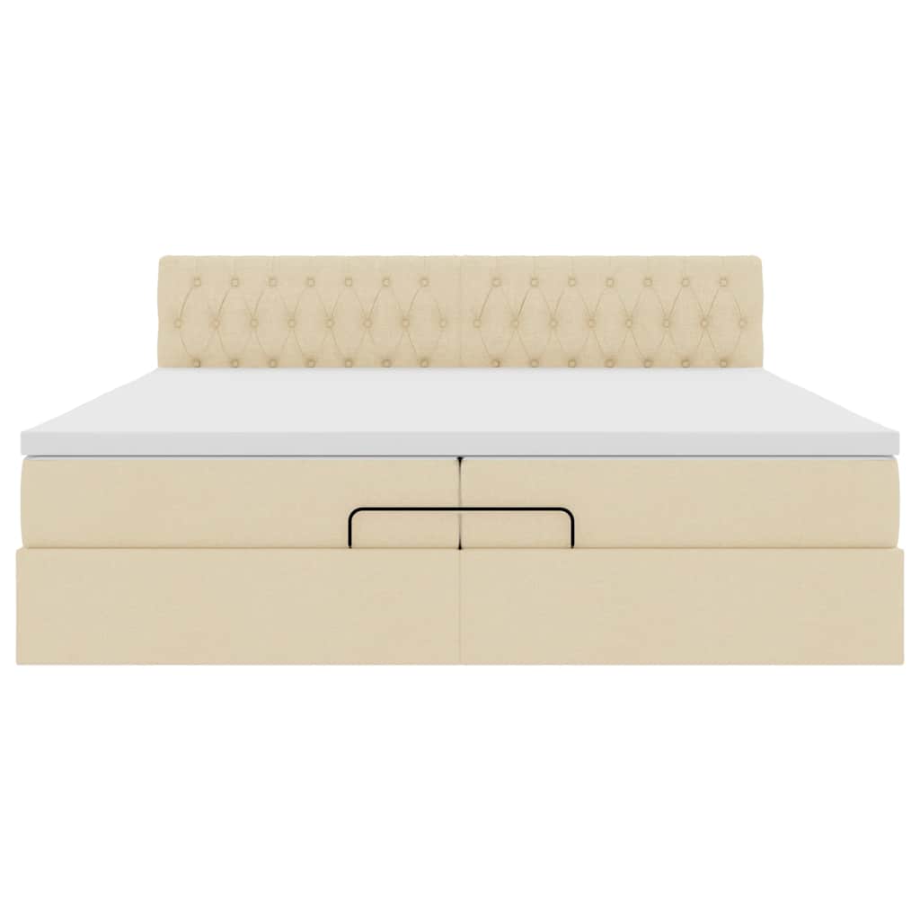 Ottoman bed met matras 200x200 cm stof crèmekleurig