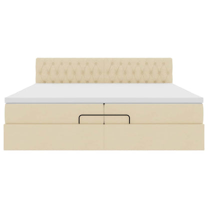 Ottoman bed met matras 200x200 cm stof crèmekleurig