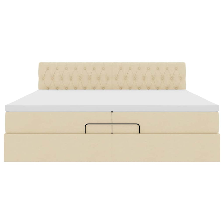 Ottoman bed met matras 200x200 cm stof crèmekleurig