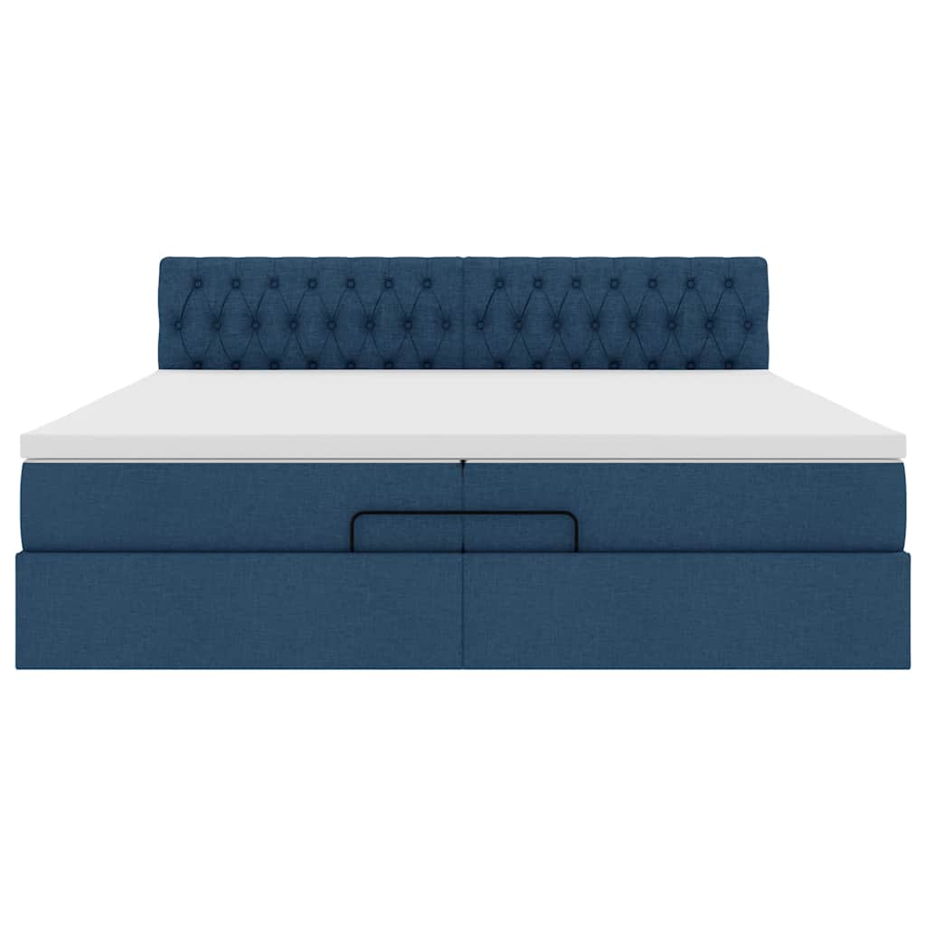 Ottoman bed met matras 200x200 cm stof blauw