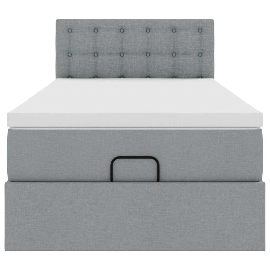 Ottoman bed met matras 80x200cm stof lichtgrijs