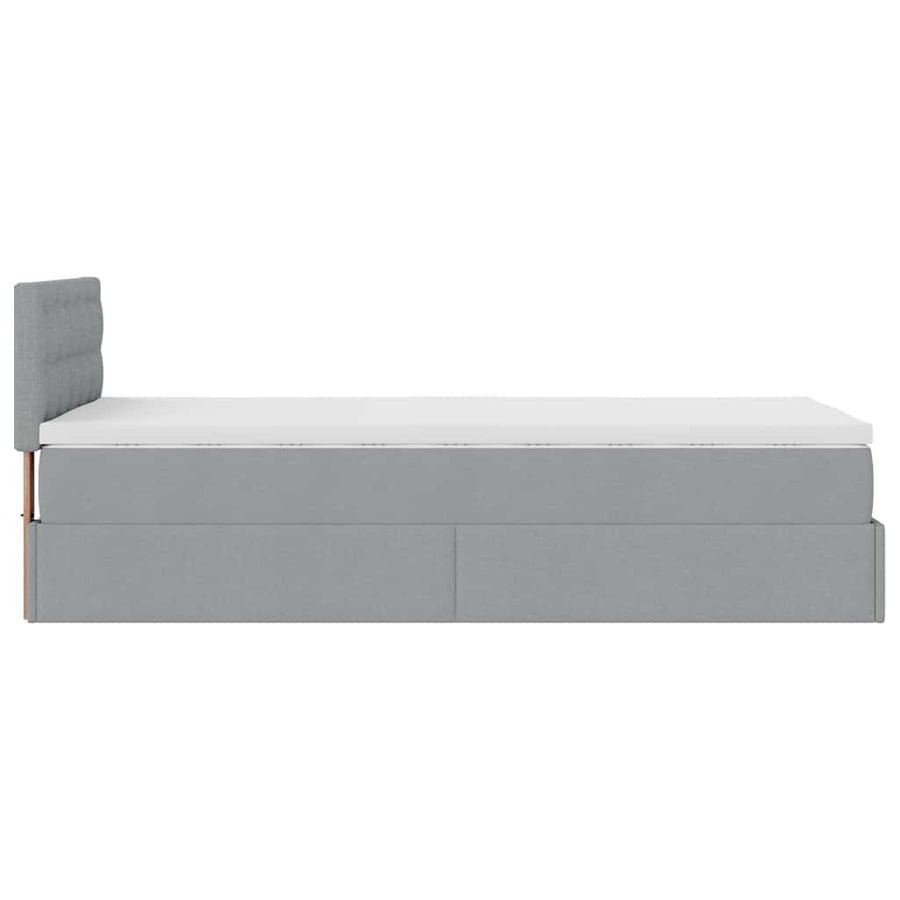 Ottoman bed met matras 80x200cm stof lichtgrijs