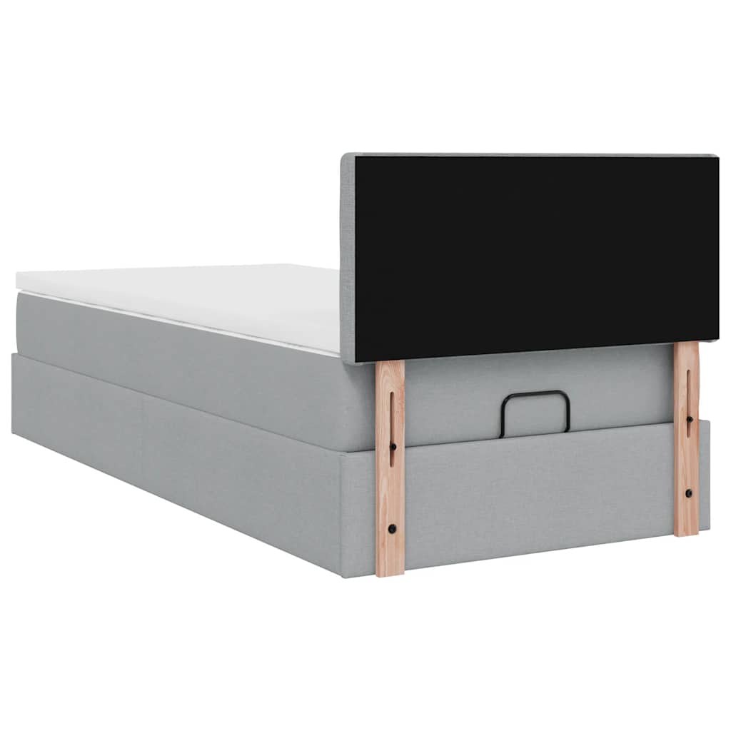 Ottoman bed met matras 80x200cm stof lichtgrijs