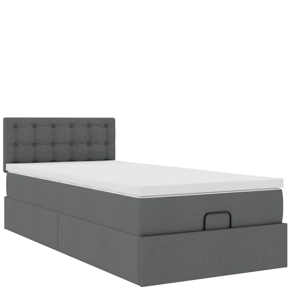 Ottoman bed met matras 80x200cm stof donkergrijs