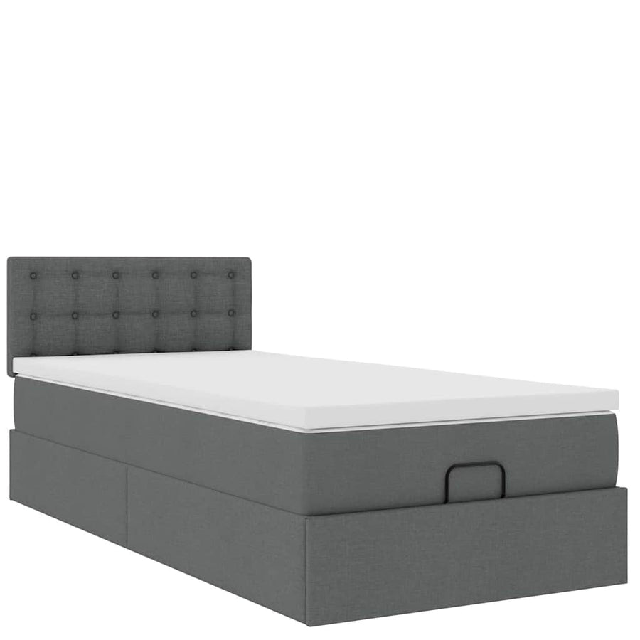 Ottoman bed met matras 80x200cm stof donkergrijs