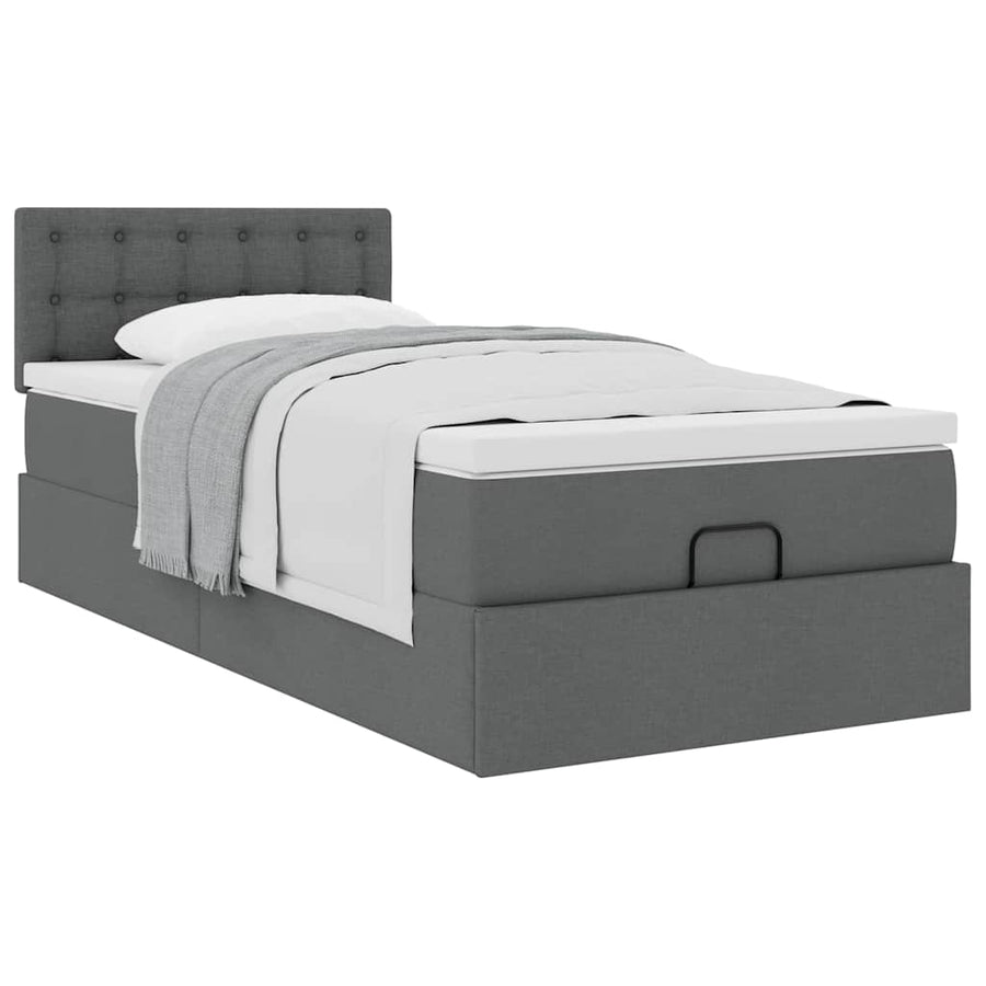 Ottoman bed met matras 80x200cm stof donkergrijs
