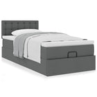 Ottoman bed with mattress 80x200cm fabric dark grey