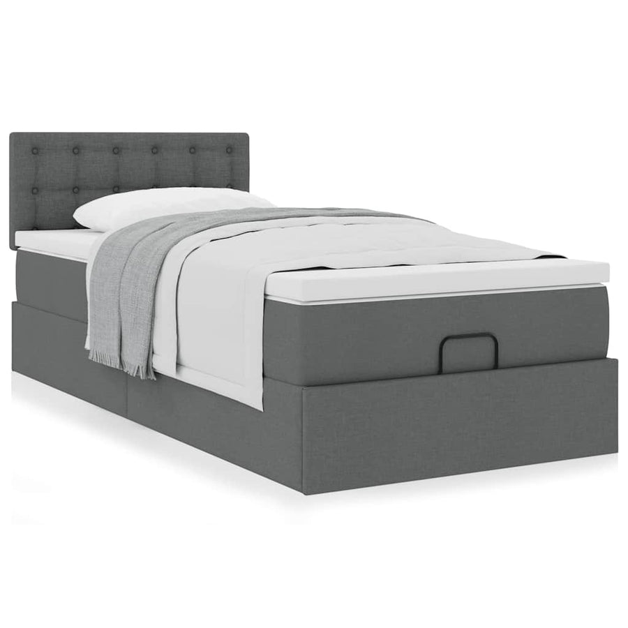 Ottoman bed met matras 80x200cm stof donkergrijs