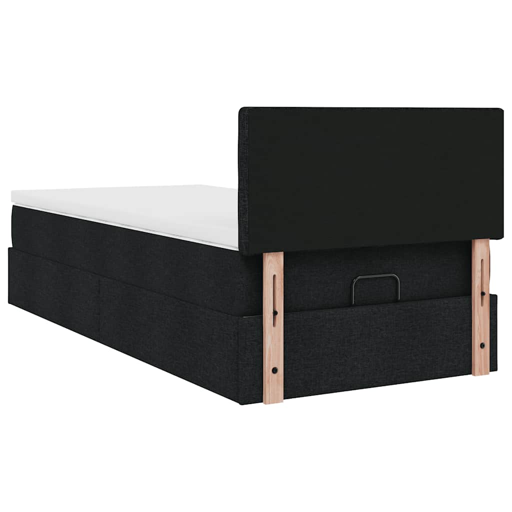 Ottoman bed met matras 80x200cm stof zwart