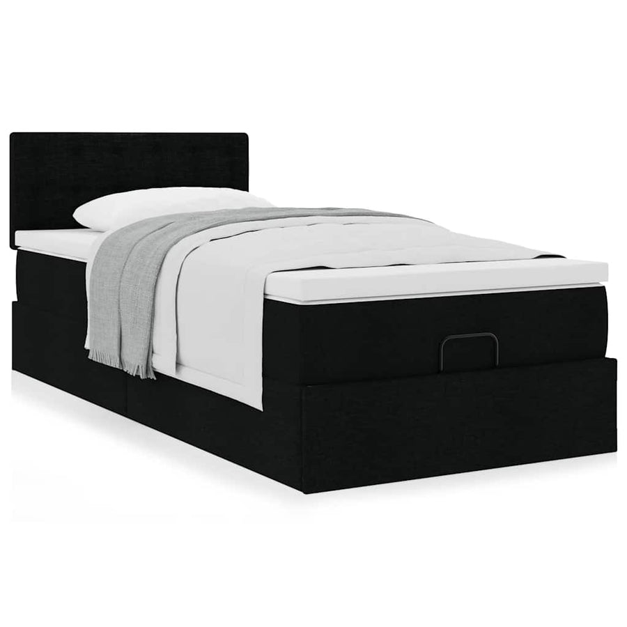 Ottoman bed met matras 80x200cm stof zwart