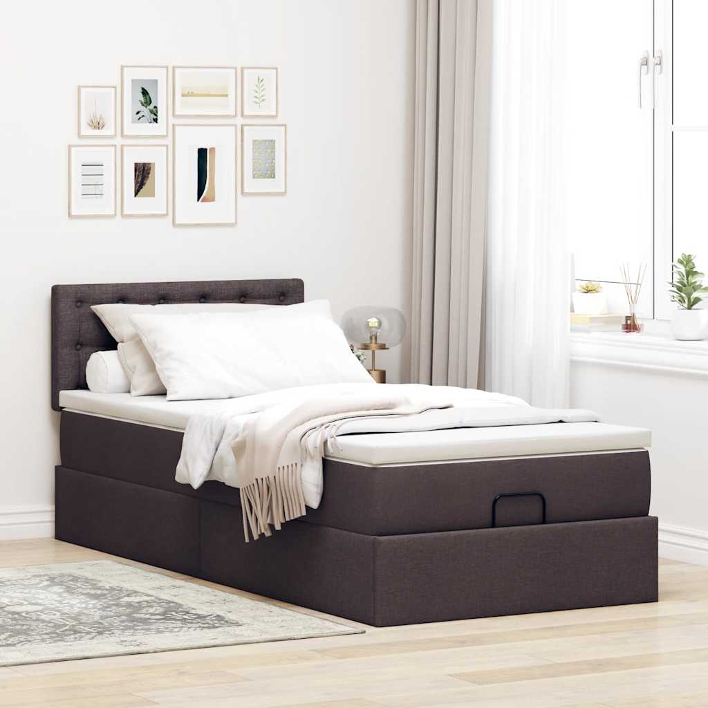 Ottoman bed met matras 80x200cm stof donkerbruin